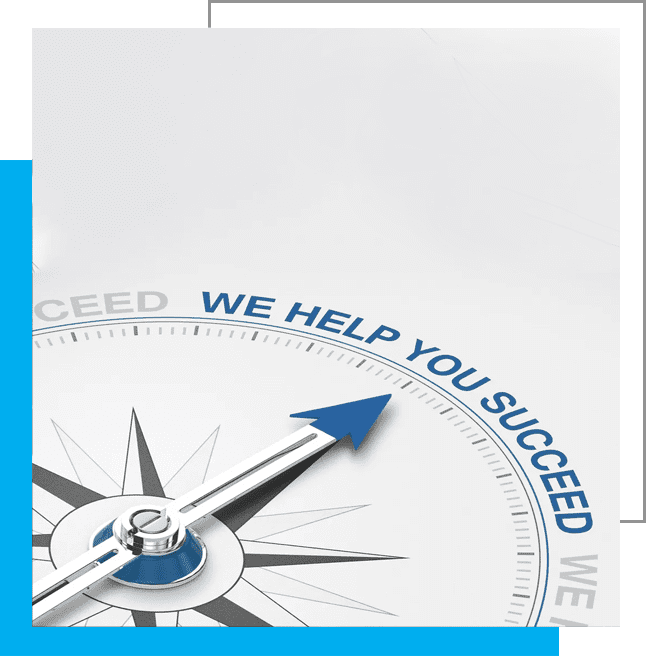 A compass with the words " we help you succeed ".